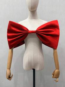 1pc White Satin Exaggerated Wedding Bridal Fluffy 3D Bow Shawl Accessory - Multicolor - View 15