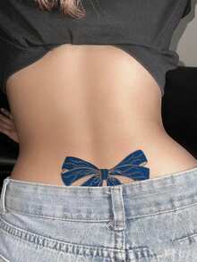 Herbal Juice Semi-Permanent Magic Tattoo Sticker Personalized Bow Pattern 14-Day Fade-Resistant Music Festival Party Gift Arm Back Leg Body Temporary Tattoo Sticker 1pc/Pack - Blue - View 3