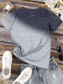 Dandelion Print T-Shirt With The Phrase "Just Breathe", Casual Short Sleeve Top With Round Neck, Women's Clothing - 灰色 - 查看 3