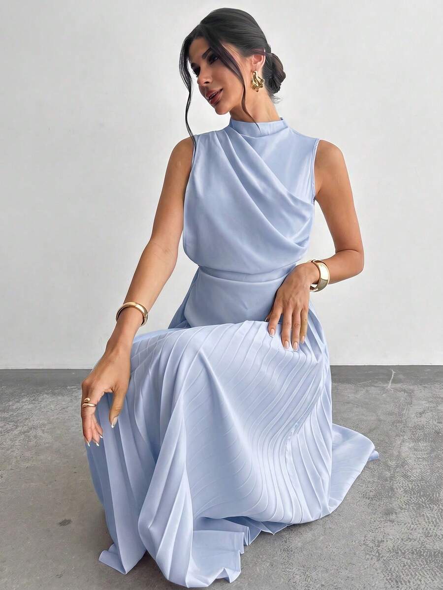 Elegant Women's A-Line Sleeveless Ruffled Dress/Umbrella Dress/Back To School Outfit/School Uniform/Party/Vintage Money Style - 象牙白色 - 查看 1