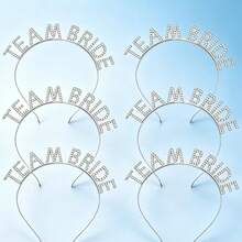 6pcs Women's Personalized Fashion Wedding Guest Letter Headbands, Bridesmaid Rhinestone Headbands - Silver - View 7