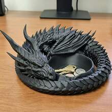 3D Printed Dragon Key Holder Tray – Fantasy Desk Organizer, Small Trinket Dish For Keys, Jewelry, Coins, Rings, Home Office Decor - Multicolor - View 7