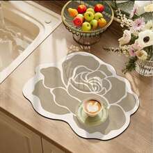 Kitchen Dish Drying Mat, Absorbent Table Mat, Countertop Dish Mat, No-Wash Table Mat, Bowl And Plate Drying Mat - Beige Flowers - View 5