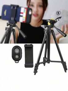 Multifunctional Portable Camera Tripod With Wireless Remote Control + Phone Holder + Carrying Bag, Suitable For Camera/Smartphone/ - Black-four-piece Set - View 8