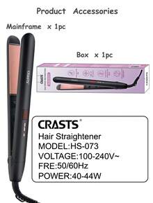 CRASTS Straight Hair Iron No Damage Heat Straightener Straight & Curl 2-In-1 Adjustable Temperature Hair Straightener Clip Bangs Inward Curl Electric Curling Iron Styling - Black - View 6