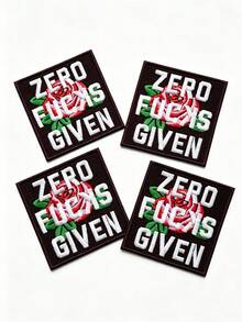 1 pieza/2 piezas/3 piezas/4 piezas Parche bordado termoadhesivo Zero F**Ks Given con rosa - Multicolor - Ver 9
