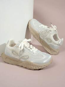 Super Populares Zapatillas Deportivas de Suela Gruesa con Aumento de Altura, Parte Superior Suave, Nuevas para Primavera/Verano 2026, Zapatillas de Running Transpirables de Malla para Mujer, Zapatos Deportivos Casuales - Plateado - Ver 6