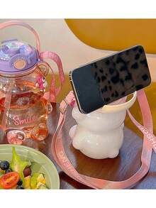 BENNY Bouteille d'eau à paille de grande capacité 1000 ml, tasse à gros ventre en matériau PC avec ours de dessin animé 3D mignon, étanche, avec poignée et sangle bandoulière, convient aux femmes, enfants, filles, étudiants, jeunes femmes, bouteille d'eau de sport portable en plastique avec impression de sourire de célébrité Internet dopamine ; populaire pour la course en plein air, le fitness, le camping, le pique-nique, la plage, les voyages d'été, les camps d'été, la randonnée, l'escalade, les festivals de musique ; Saint-Valentin, Carnaval, Pâques, Festival, Fête des Mères, Fête des Enfants, Saison des Remises de Diplômes, Vacances d'Été, Rentrée Scolaire, Halloween, Thanksgiving, Noël, Réveillon du Nouvel An, Jour de l'An, Fête des Vacances, Cadeau Portable - Multicolore - Voir 8