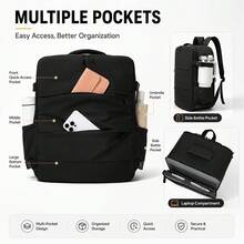 myco bags Mochila de Cabina ( ) - Bolsa de Mano de Gran Capacidad con Compartimento para Portátil, Apta para Portátiles de Hasta 17.3 Pulgadas, Bolsa de Viaje Ligera con Correas de Compresión, Bolsillo Delantero y Bolsillos Laterales, Correas de Hombro Ajustables, Adecuada para Viajes Aéreos, Viajes en Avión y Escapadas de Fin de Semana - Multicolor - Ver 7