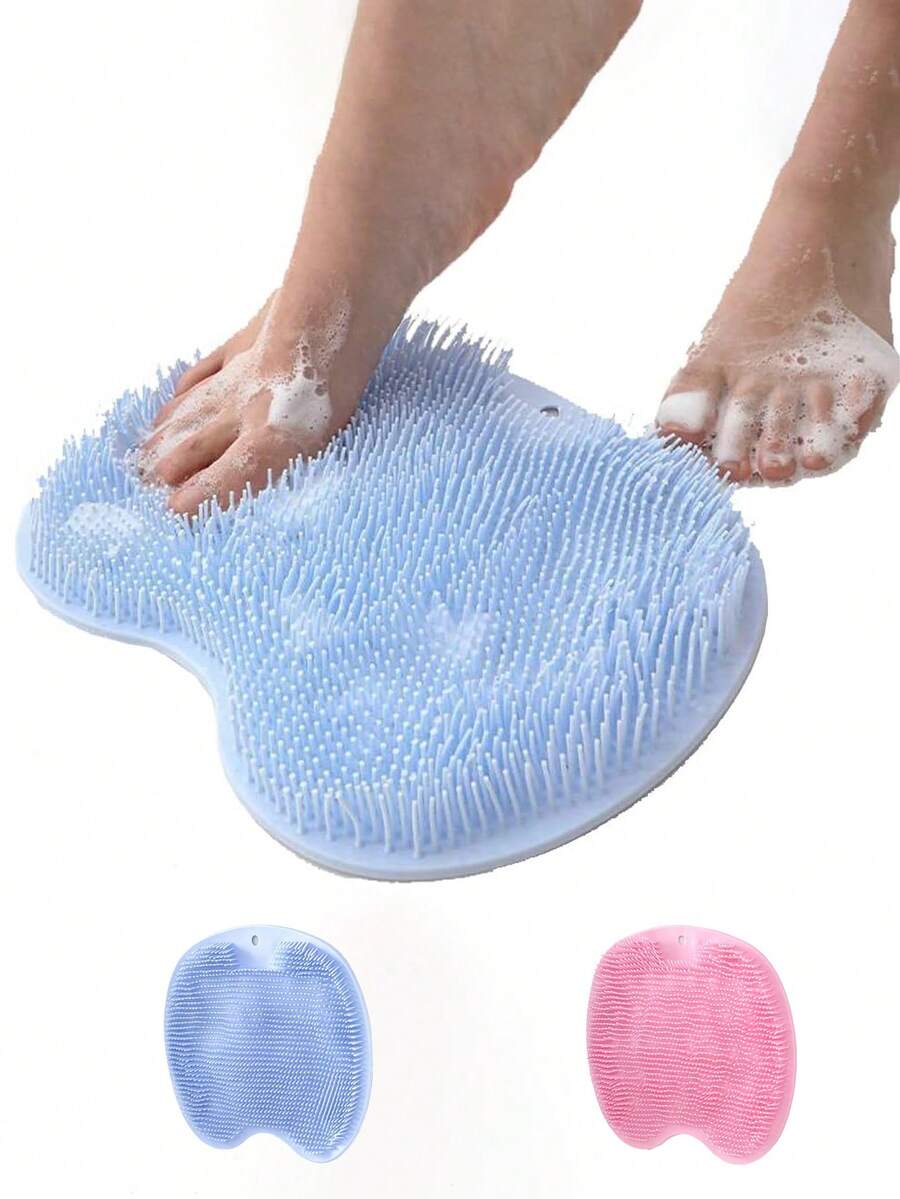 Multifunctional Foot And Back Bath Brush With Suction Cup For Stable Placement, Provides Gentle Full Body Exfoliation, Back Scrubbing, Foot Cleaning And Foot Massage Pad - Multicolor - View 1