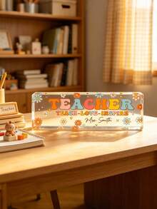 Exquisite Personalized Acrylic Desktop Nameplate For Teachers, Teacher Gift, Office Decor - Multicolor - View 2