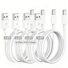 1/2/5 Packungen Schnellladendes USB-A zu Type-C 3,3FT/100cm Ladekabel, USB-C hocheffizientes langanhaltend Datenkabel, kompatibel mit iPhone 17 16 15 Pro Max Plus tragbares Ladekabel - Weiss - Übersicht 2