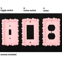 wanxikeji Cream Style, Cute, Girly Switch Cover Plate, Suitable For Girls' Desk, Anime Figure Display Area, Live Streaming Background Wall, Korean Style Bedroom, Cream Style Home Decor (Includes Installation Screws) - A - View 6