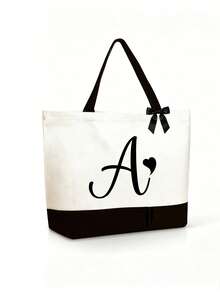Bolso Tote Grande para Mujer con Patrón de Inicial - Esencial de Verano. Cinta, Bolso de Playa de Gran Capacidad, Bolso Multifuncional, Bolso de Hombro Portátil de Moda, Bolso de Aseo para Viajes, Bolso de Maquillaje, Bolso de Almacenamiento de Trajes de Baño, Adecuado para Oficina, Playa, Vacaciones, Compras, Fiesta, Recuerdo de Graduación, Adecuado para Recuerdo de Viaje, Regalo del Día del Maestro, Regalo de Regreso a la Escuela, Regalo de Fiesta, Regalo de Vacaciones - Multicolor - Ver 14