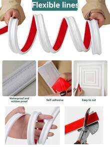 1 Roll 2m/78.74in Self-Adhesive Wall Decorative Line, Waterproof Easy-Tear Self-Adhesive Wall Background Decorative Line, Suitable For Home DIY Decoration, Doors, Tiles, Cabinets, Mirrors, Etc. - A - View 3
