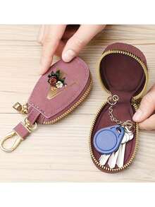 Unisex Multi-Function Key Pouch, With Gold 26 Letters A-Z Pattern, Zipper Key Storage Bag, Floral Pattern Design, PU Faux Leather Organizer Bag, Zipper Pouch, Car Key Storage Bag, Car Keychain, Portable Compact Key Pouch, Minimalist Design, Travel Accessory, Elegant Jewelry, Suitable For Home, Office, Travel, Car, Suitable For Men And Women, Ideal Gift For Friends, Family, Couples, Anniversary, Birthday, Wedding, Mother's Day - Multicolor - View 9