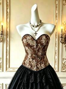 2026 Ny elegant bandeau-topp i jacquard, lämplig för utomhusbruk vår/sommar - Brun - Visa 1