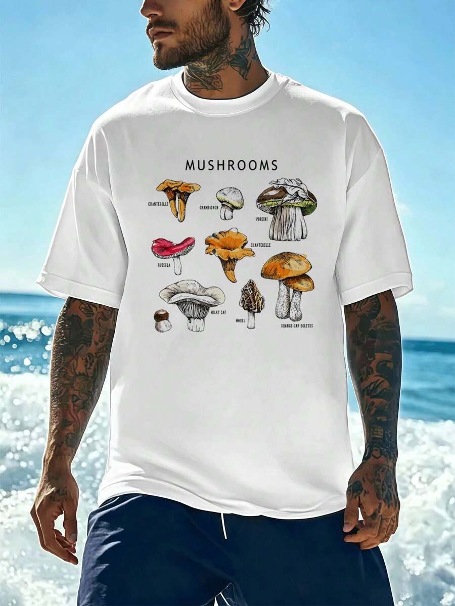Camiseta de hombre con estampado gráfico de setas. Tejido de calidad, corte relajado, informal, cómoda, estampado llamativo. - Blanco - Ver 1