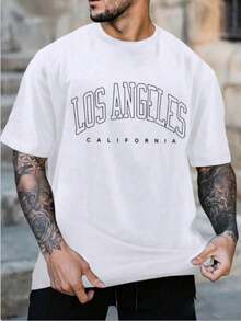 Men's Letter Print T-Shirt - White - View 1