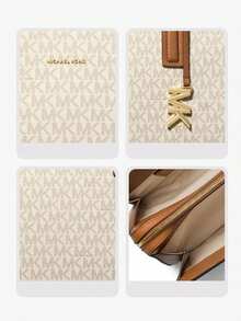 Michael Kors MK Laila 中號女款皮革托特包，休閒單肩包，經典通勤托特手提包，適合購物與旅行 - 奶杏色 - 查看 4