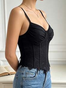 Black Floral Lace Bodysuit - Effortless Fashion, Perfect For Vacation Dinners And Casual Strolls - Black - View 5