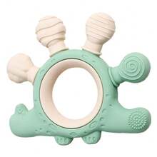 1pc Silicone Dinosaur Teether, Dual-Color Design With 6 Different Textures, Soft Silicone Material, Suitable For Babies 0+ Months, Ideal Newborn Gift - 彩色 - 查看 9