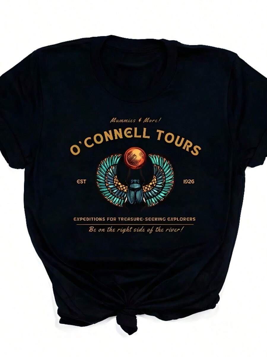 Men's Shirts O'Connell Tours Shirt The Mummy T-Shirt Brendan Fraser Shirts The Mummy 1999 Tees Movie Lover Gift Retro Hipster Top - 黑色 - 查看 1