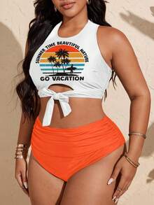 Women Plus Size Sports Dresses - Orange - View 12