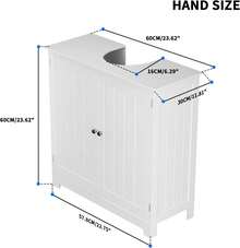 Under-Sink Cabinet With 2 Doors And Adjustable Shelves, Bathroom Cabinet With Pedestal Sink For Storing Shower Accessories, White - Under Sink Storage Cabinet - View 2
