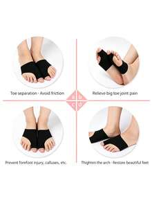 1 Pair Rubber Cushioned Bunion Elastic Socks, Toe Separator Socks, Prevent Big Toe Friction, Relieve Big Toe Fatigue, Suitable For Daily Wear - Black - View 2