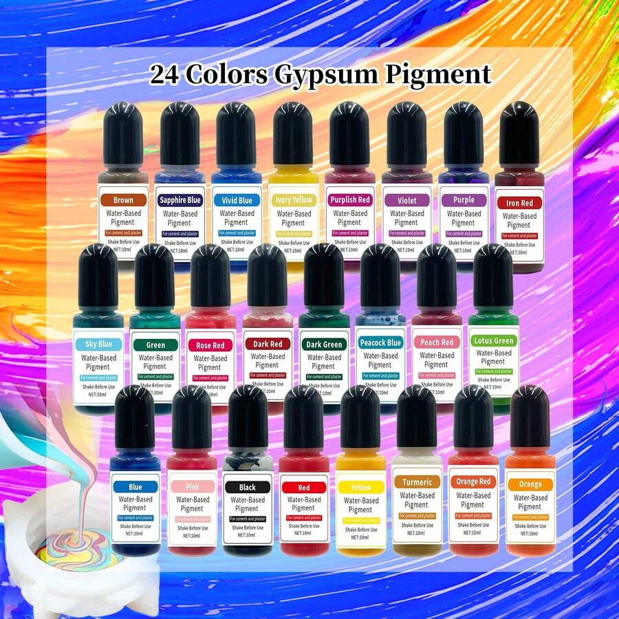 10ml 24色水性樹脂顏料,適用於混凝土、水泥、砂漿、填縫劑、石膏、水性漆、Jesmonite、灰泥 - Water-Based Pigment - 查看 1