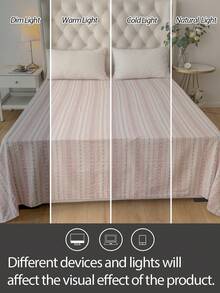 1 pieza Sábana de estilo bohemio 100% poliéster, textura de crepé de burbujas, patrón en relieve arrugado, unicolor ligero, cómoda y transpirable para decoración de dormitorio - Multicolor - Ver 6