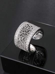 1 Set Luxurious Hollow Sparkling Cubic Zirconia Women's Bracelet & Ring Set, Gold & Silver Color Options, Suitable For Evening Party Wear, Daily Wear, Ramadan Distribution, Eid Al-Adha Gift Choice - Hollow Out Twisted Thread - View 10