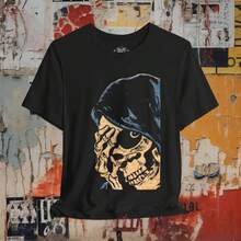 Camiseta de Esqueleto de Estilo Cómic - Camiseta Gótica Vintage de Terror para Fanáticos de Calaveras y Esqueletos, Estilo Punk Metal, Diseño Retro de Cómic, Regalo Espeluznante - Negro - Ver 2