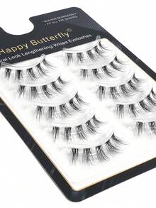 MAANGE 5 Pairs Natural Criss-Cross Full Head False Eyelashes, Transparent Lash Stem, Fluffy & Delicate, Suitable For Daily Use, Cartoon Style, Travel Essential - Multicolor - View 9