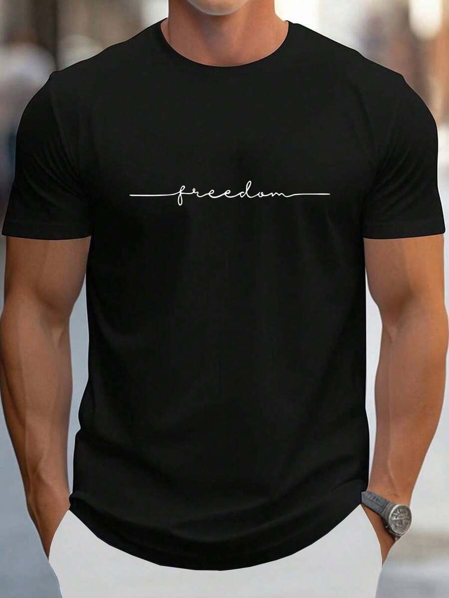 Manfinity Dauomo Men's Cotton T-Shirt With Letter Print - Multicolor - View 1