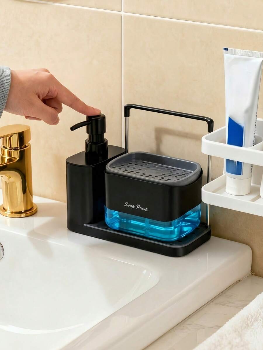 1pc Multifunctional Soap Dispenser, Dish Soap Pump Bottle, Hand Soap Dispenser, Kitchen Soap Dispenser With Dish Cloth Holder And Soap Box, Perfect For Dish Soap And Hand Soap - View 1