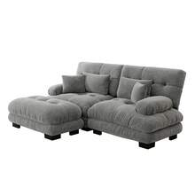Sofa 220 cm de Chenille para hogar - Gris, 2 plazas - Ver 8
