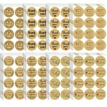 500pcs Kraft Paper English Thank You Doodle Roll Stickers, 1.51 Inch Round, 9 Styles To Choose From, Office Stationery Stickers, Holiday Party, Card Envelope Creative Gift DIY Packaging Baking Seal Stickers School Supplies - Kraft Paper Thank You - View 1