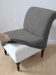 1PC Surfing Jacquard Chair Cover, Polyester Elastic Jacquard, Machine Washable, Suitable For Living Room Study Sofa Chair Protection Cover - Light Grey - View 5