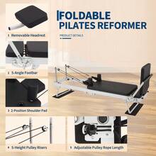 Studyset Pilates Reformer Machine For Home Gym, Foldable Pilates Equipment With Jump Board, Springs And Cords, Adjustable Resistance Trainer, Compact Pilates Machine For Full Body Workout - White - View 7