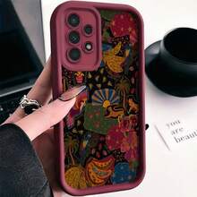 1 funda para teléfono móvil con vívidos patrones de animales y naturaleza inspirados en el arte popular, que presenta diseños coloridos de pájaros, flores y sol sobre un fondo negro, adecuada para Samsung Galaxy S25 S24 S23 S22 S21 S20 FE Ultra Plus 4G 5G. La funda protectora de TPU suave es a prueba de golpes y resistente a los arañazos, lo que la convierte en una opción ideal para celebraciones festivas y eventos culturales, expresando alegría y creatividad. - Color mixto 1 - Ver 3