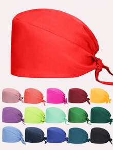 1pc Solid Color Polyester (Polyester) Elastic Nursing Cap Hospital Nursing Center Brimless Hat Unisex Beauty Cap All Seasons - Multicolor - View 2
