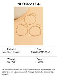 3pcs Minimalist Design Cross Star Handmade Chain Transparent Marquise Rhinestone Four-Leaf Flower Decor Anklet Multi-Layer Stackable Gold Color Chain Women's Foot Jewelry Suitable For Daily Wear And Date Photo Shoot Chain Cut By Length No Fixed End - Gold - View 5