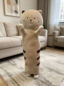 Boneco de Pelúcia de Gato Fofo e Macio de 60cm, Travesseiro de Soneca para Escritório, Travesseiro de Dormir, Decoração para Casa, Presente, Boneco de Pelúcia de Morcego Macio para Crianças, Almofada de Pelúcia para Halloween e Natal - Multicolorido - Visão 13