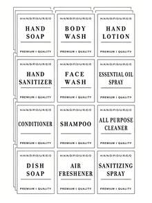 36 PCS Black/White Waterproof Bathroom Sticker Labels For Soap Dispenser, Shampoo & Conditioner, Self-Adhesive Decals For Glass Or Plastic Bottles - Multicolor - View 14