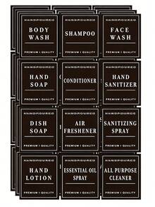 36 PCS Black/White Waterproof Bathroom Sticker Labels For Soap Dispenser, Shampoo & Conditioner, Self-Adhesive Decals For Glass Or Plastic Bottles - Multicolor - View 13