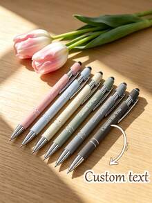 100pcs Customized Metal, Mixed Colors, Office Gifts, Nurses, Teachers, Colleague Team Building, Retirement Gifts, Capacitive Touch Writing Smoothly, Black Ink School Supplies, Back To School, Personalized, Mother's Day Gift, Graduation Gift - 彩色 - 查看 2