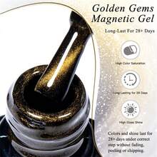 FOUR LILY 1pc 10ml Gold Gemstone Cat Eye Gel Nail Polish, Gold Glossy Magnetic Semi-Permanent Soak-Off UV LED Gel Nail Polish, Suitable For Summer Nail Art, Home And Salon DIY Nail Supplies - Multicolor - View 4