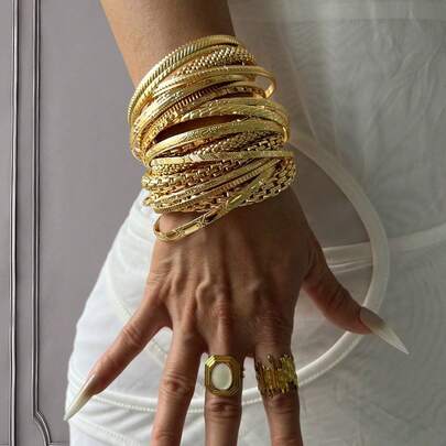 19Pcs Unique Cuff Bracelets, Gold Bracelets, Luxury Wide Br…